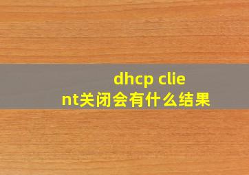 dhcp client关闭会有什么结果